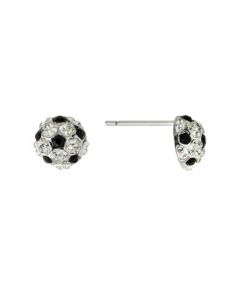 Crystal Pave Soccer Ball Stud Earrings in Sterling Silver