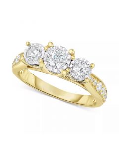 Diamond Three-Stone Ring (1 ct. t.w.) in 14k White, Yellow or Rose Gold