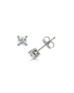 Diamond Princess Cut Stud Earrings (1/4 ct. t.w.) in 14K White Gold