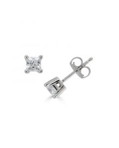 Diamond Princess Cut Stud Earrings (1/2 ct. t.w.) in 14K White Gold