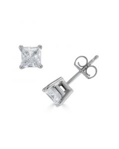 Diamond Princess Cut Stud Earrings (1 ct. t.w.) in 14K White Gold