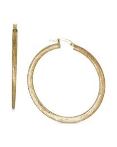 Satin Texture Medium Hoop Earrings in 10k Gold