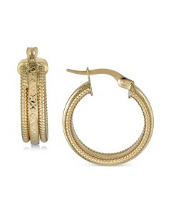 Textured Tubogas Small Hoop Earrings in 10k Gold