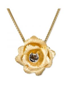 Satin Flower Pendant Necklace in 14k Gold-Plated Sterling Silver, 18" + 2" extender