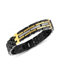 Men's Diamond Watch Link Bracelet (1/4 ct. t.w.) in Black & Gold-Tone Ion-Plated Stainless Steel