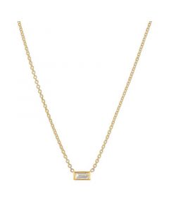 Diamond Baguette Pendant Necklace (1/10 ct. t.w.) in 14k Gold, 16" + 2" extender