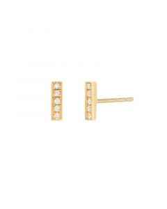 14K Gold Diamond Bar Stud Earrings