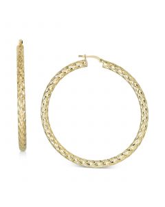 Textured Medium Hoop Earrings in 14k Gold-Plated Sterling Silver