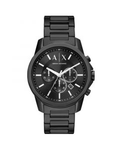 Men's Chronograph Black Stainless Steel Bracelet Watch 44mm