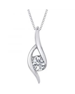 Diamond Swirl Solitaire Pendant Necklace (1/4 ct. t.w.) in 14K White Gold or 14K Yellow Gold