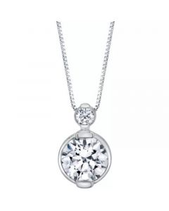 Diamond Double Bezel 18" Pendant Necklace (1/4 ct. t.w.) In 14K White Gold or 14K Yellow Gold