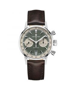 Men's Swiss Chronograph Intra-Matic Brown Leather Strap Watch 40mm