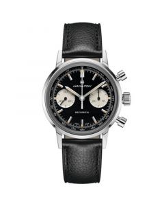 Men's Swiss Intra-Matic Chronograph H Black Leather Strap Watch 40mm