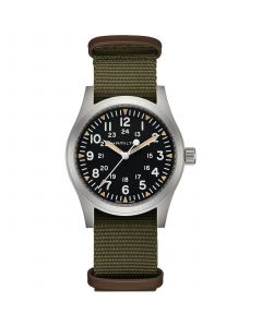 Men's Swiss Khaki Field Green Textile Strap Watch 42mm