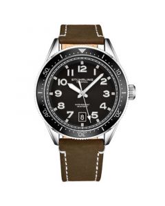 Men's Brown Genuine Leather Strap with White Contrast Stitching Watch 42mm