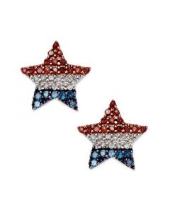 Diamond Flag Star Stud Earrings in Sterling Silver (1/4 ct. t.w.)