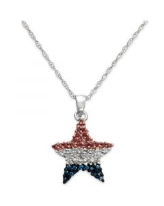 Diamond Flag Star Pendant Necklace in Sterling Silver (1/4 ct. t.w.)