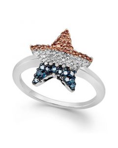 Diamond Flag Star Ring in Sterling Silver (1/4 ct. t.w.)