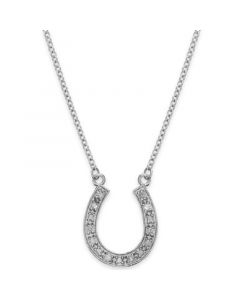 Diamond Horseshoe Pendant Necklace in Sterling Silver (1/10 ct. t.w.)