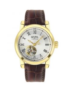 Men's Madison Swiss Automatic Brown Leather Strap Watch 39mm