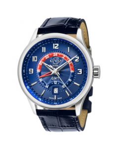 Men's Giromondo Swiss Quartz Blue Leather Strap Watch 42mm