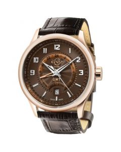 Men's Giromondo Swiss Quartz Brown Leather Strap Watch 42mm