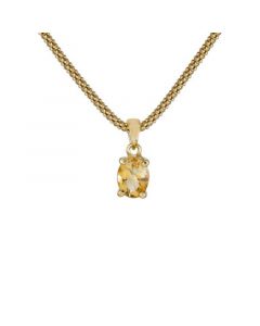 Citrine Oval Pendant Necklace (1-1/10 ct. t.w.) in 14k Gold-Plated Sterling Silver, 17" + 1-1/5" extender