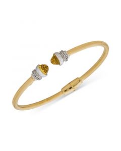 Citrine (1-5/8 ct. t.w.) & White Topaz (1/6 ct. t.w.) Bangle Bracelet in Sterling Silver & 14k Gold-Plate