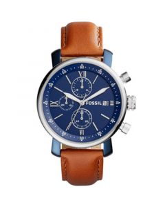 Men's Rhett Chronograph Silver-Tone Leather Watch 42mm