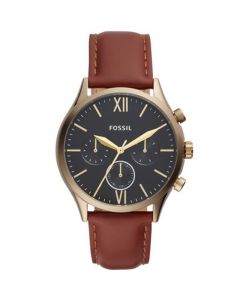 Men's Fenmore Multifunction Brown Leather Watch 44mm