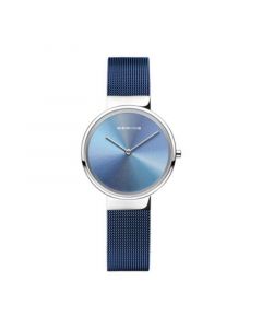 Women's Anniversary Blue Stainless Steel Mesh Strap Watch 31mm