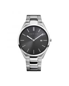 Men's Ultra Slim Silver-Tone Stainless Steel Bracelet Watch 40mm