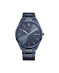 Men's Ultra Slim Blue Stainless Steel Bracelet Watch 40mm