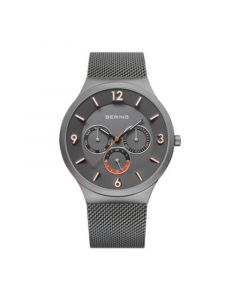 Men's Classic Gray Stainless Steel Mesh Strap Watch 40mm