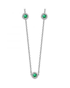 Sapphire (7/8 ct. t.w.) & Diamond (1/4 ct. t.w.) Halo 16" Statement Necklace in 14k White Gold (Also in Ruby & Emerald)