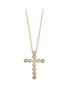 EFFY® Diamond Cross 18" Pendant Necklace (1/5 ct. t.w.) in 14k Gold & White Gold