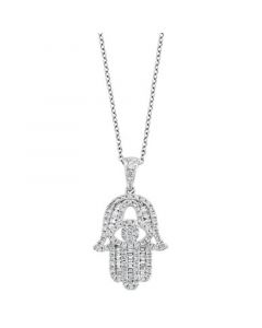 EFFY® Diamond Hamsa Hand 18" Pendant Necklace (1/2 ct. t.w.) in 14k White Gold