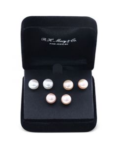 EFFY® 3-Pc. Set Pink, Peach, & White Cultured Freshwater Pearl (9mm) Stud Earrings in Sterling Silver