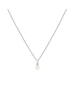 EFFY® Cultured Freshwater Pearl (7mm) & Diamond (1/20 ct. t.w.) 18" Pendant Necklace in Sterling Silver