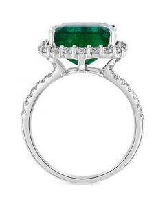 EFFY® Emerald (6-1/3 ct. t.w.) & Diamond (1-1/20 ct. t.w.) Halo Ring in 14k White Gold