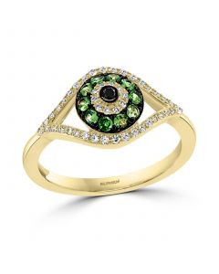 EFFY® Multi-Sapphire (1/4 ct. t.w.) & Diamond (1/6 ct. t.w.) Evil Eye Ring in 14k Gold (Also in Tsavorite)