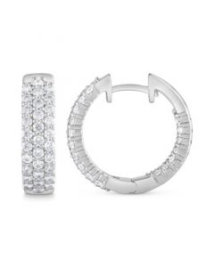 Diamond Triple Row Hoop Earrings (2 ct. t.w.) in 14k White Gold