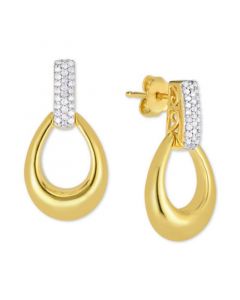 Diamond Doorknocker Drop Earrings (1/4 ct. t.w.) in 14k Gold-Plated Sterling Silver & Rhodium