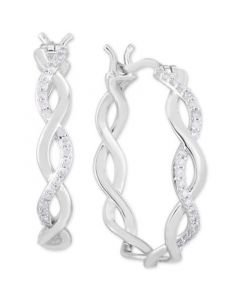 Diamond Braided Hoop Earrings (1/4 ct. t.w.) in Sterling Silver