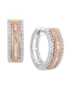 Diamond Hoop Earrings (1/2 ct. t.w.) in Sterling Silver & 14k Rose Gold-Plate