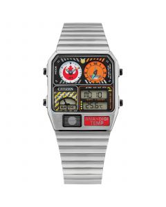 Rebel Pilot Analog-Digital Silver-Tone Stainless Steel Bracelet Watch 33mm