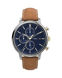 Men's Chicago Tan Leather Strap Watch 45mm