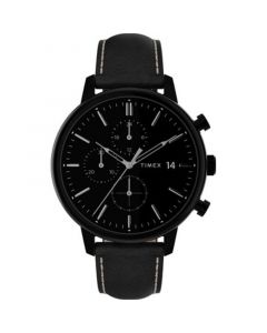 Men's Chicago Black Leather Strap Watch 45mm