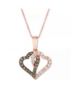 Chocolate Diamond (1/5 ct. t.w.) & Nude Diamond (1/5 ct. t.w.) Interlocking Heart 18" Pendant Necklace in 14k Rose, Yellow or White Gold