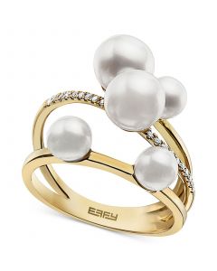 EFFY® Cultured Freshwater Pearl (5-7 mm) & Diamond (1/10 ct. t.w.) Wrap Statement Ring in 14k Gold